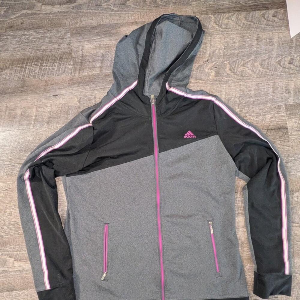 Adidas black and gray zip